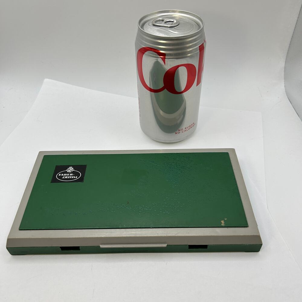 Vintage Faber Castell Pencil Case Green Rectangle Empty drawing utensil holder